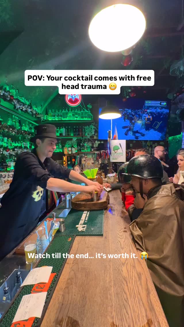 One of the craziest cocktail experiences in Prague. 😂🍸

If you’re looking for something a little different, add My People Bar to your Prague itinerary. Don’t expect a normal cocktail though… you’ll be wearing a helmet before your drink even arrives. 😅

📍My People Bar, Prague

💰 Tank Cocktail experience: Check the latest price on arrival or when booking, as it can change.

💚 Save this for your Prague itinerary and send it to the friend who’d be first to try it. 😂

#Prague #PragueNightlife #PragueBars #CocktailExperience #CzechRepublic PragueTravel EuropeTravel ThingsToDoInPrague