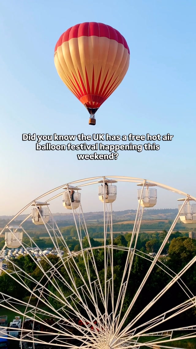 Did you know the UK has a free hot air balloon festival happening this weekend? 

The Bristol International Balloon Fiesta is back 7 - 9th August 2026 at Ashton Court Estate - and it’s completely FREE

📍 Ashton Court Estate, Bristol

✨ What to expect:

* Mass balloon ascents at 6 am & 6 pm daily (weather dependent)
* The famous Night Glow (balloons lighting up to music) at 9 pm
* Food stalls, live entertainment & festival vibes all day
* One of the biggest FREE outdoor events in the UK

🎈PS: Hot air balloon rides aren’t for everyone and are not included as part of the event. If you’d like to experience a flight, please check the Bristol Balloons website directly for flight operators, availability, and booking information.

Save this & send it to who you’re going with ✨

#bristolballoonfiesta #uktravel #summerbucketlist #hotairballoons #uktravels