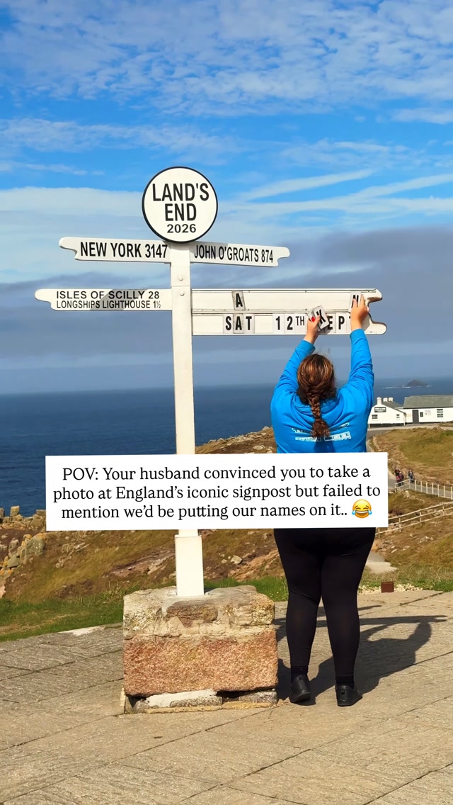 Do you know you can actually put your name on the iconic Land’s End signpost? 👀

We found out that you can personalise the signpost with your names or anything u like, then get a photo taken with it - such a fun little thing to do when visiting the edge of England.

📍 Land’s End, Cornwall
💷 Personalised signpost photo: £10.99 

You can collect the photo at the Signpost Shop, and a digital download is also included.

Would you do this at Land’s End?

#landsend #uktravel #visitcornwall #cornwallcoast 

things to do in Cornwall, Cornwall itinerary, Cornwall travel guide, Cornwall road trip, places to visit in Cornwall, best things to do in Cornwall, Land’s End Cornwall, Land’s End signpost, Cornwall England, Cornwall attractions, Cornwall holiday, Cornwall day trip, UK travel, England travel