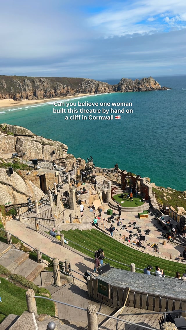 Can you believe one woman built this theatre by hand on a cliff in Cornwall?

Rowena Cade bought this cliff for £100 in the 1920s and spent 50 years building an open-air theatre into the granite above Porthcurno Bay. Just her and her gardener Billy, moving boulders by hand.

📍 Address: Minack Theatre, Porthcurno, Penzance, Cornwall TR19 6JU

🎟️ Price: Garden + Theatre visit - Adult £10 advance, £12 on door, 15 and under half price. Show tickets from £12 to £36. Booking fee £2 online. Advance booking essential.

📌 Save this for your Cornwall road trip - send it to someone who needs to see this with you

Minack Theatre Cornwall | Porthcurno Cornwall | Open air theatre Cornwall | Theatre built by one woman | Cornwall hidden gems | Visit Cornwall | Rowena Cade
#MinackTheatre #Cornwall #Porthcurno #VisitCornwall #UKHiddenGems
