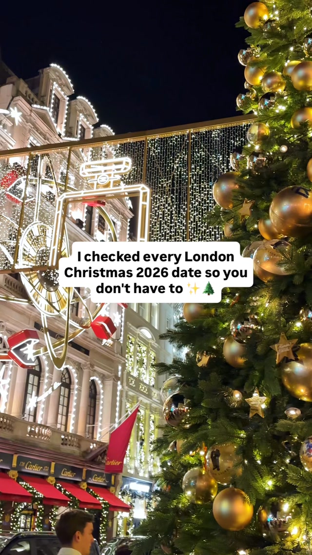 I checked every London Christmas 2026 date so you don’t have to 🎄 

Save this for your trip 👇🏻

⭐ THE BIG ONES
Hyde Park Winter Wonderland: 19 Nov - 3 Jan
Christmas at Kew: 13 Nov - 3 Jan (selected dates)
Covent Garden: from 12 Nov
Regent Street lights: from 5 Nov

🎄 CHRISTMAS MARKETS
Leicester Square: 31 Oct - 3 Jan
Southbank Winter Market: 2 Nov - 3 Jan
Old Spitalfields: from 11 Nov
Greenwich: from 18 Nov
Borough Market: from 30 Nov

✨ CHRISTMAS LIGHTS
Carnaby Street: from 4 Nov
Knightsbridge: from 10 Nov
Marylebone: from 11 Nov
Leadenhall Market: from 19 Nov

⛸️ ICE RINKS
Skate Leicester Square: 31 Oct - 3 Jan
Glide, Battersea Power Station: 6 Nov - 3 Jan
Skate at Somerset House: 11 Nov - 10 Jan
Queen’s House, Greenwich: 18 Nov - 3 Jan
Hampton Court Palace: 20 Nov - 3 Jan

London christmas markets, london christmas lights, London christmas 2026