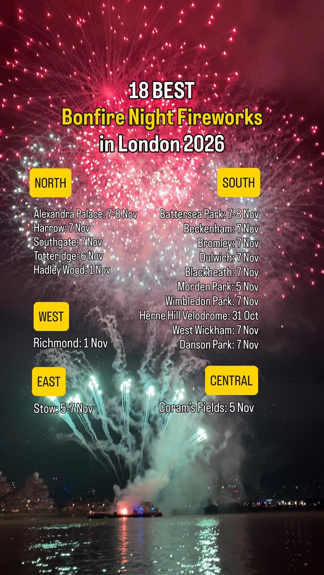 Save the dates for the Best Bonfire Night Fireworks in London 2026

Follow @spiral.flyer for more useful content ❤️

#bonfirenights #bonfirenight2026 
#guyfawkesnight #thingstodoinlondon #fireworksdisplay 
Bonfire Night Fireworks in London, Bonfire Night 2026, Guy fawkes night London, London